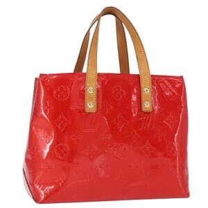 LOUIS VUITTON Monogram Vernis Reade PM Hand Bag Red Rouge M91088 LV Auth 158633